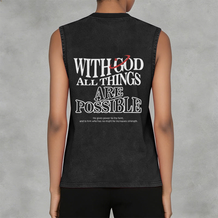 Christianartworkshop With God All Things Are Possible Washed Tank Top - image 3