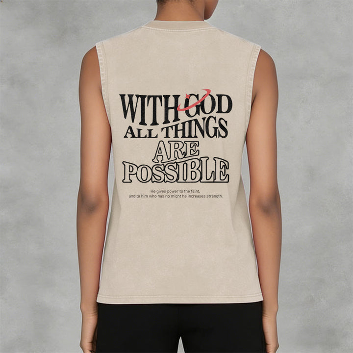 Christianartworkshop With God All Things Are Possible Washed Tank Top - image 9