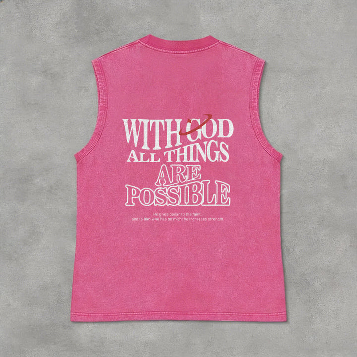 Christianartworkshop With God All Things Are Possible Washed Tank Top - Pink - 2XL - image 10