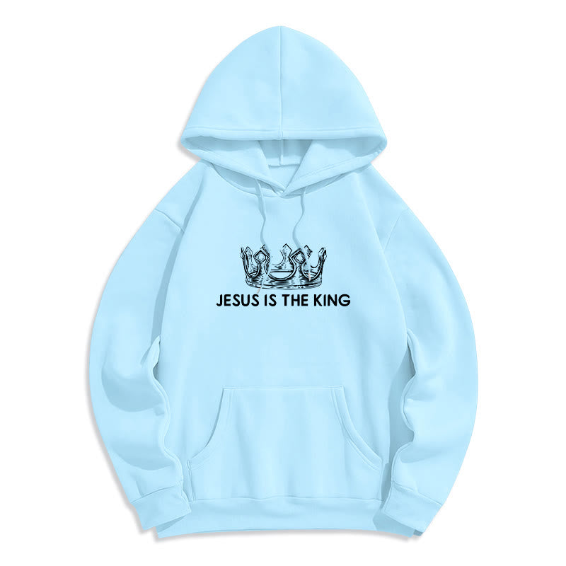 Christianartworkshop Quotation Style Jesus Is The King Fleece Lined Polyester Hoodie - image 22