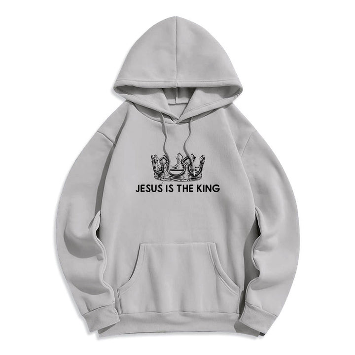 Christianartworkshop Quotation Style Jesus Is The King Fleece Lined Polyester Hoodie - image 25