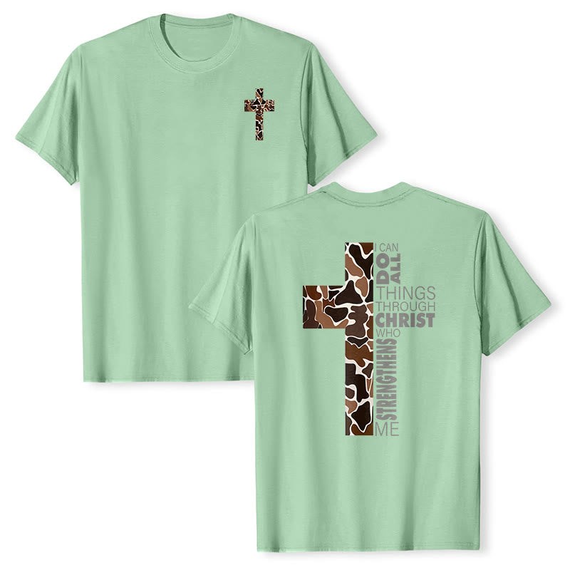 Christianartworkshop Camo Cross Design With Philippians 4:13 Verse Christian T-Shirt - Grass Green - 2XL - image 21