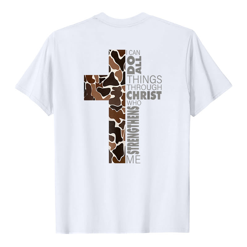 Christianartworkshop Camo Cross Design With Philippians 4:13 Verse Christian T-Shirt - image 1