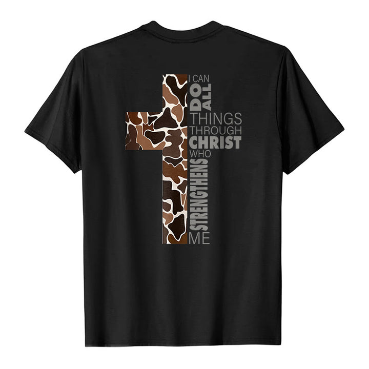 Christianartworkshop Camo Cross Design With Philippians 4:13 Verse Christian T-Shirt - image 4