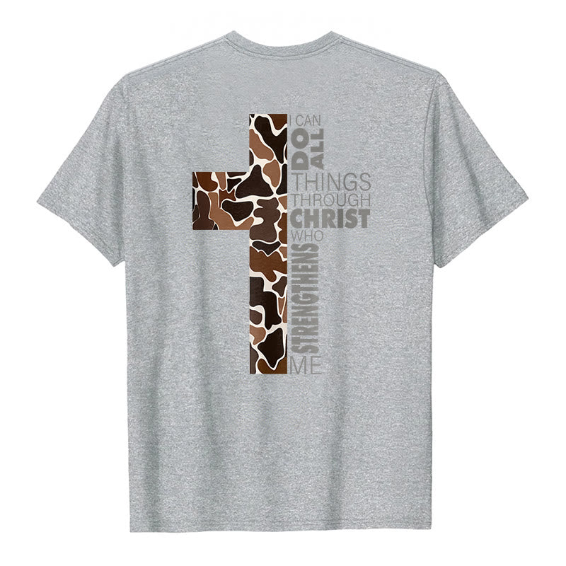 Christianartworkshop Camo Cross Design With Philippians 4:13 Verse Christian T-Shirt - image 7