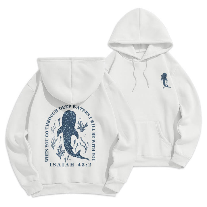 Christianartworkshop Modern Colored Style Faith Beneath the Waves Fleece Lined Polyester Hoodie - White - 2XL - image 0
