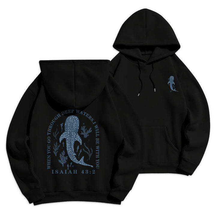 Christianartworkshop Modern Colored Style Faith Beneath the Waves Fleece Lined Polyester Hoodie - Black - 2XL - image 12