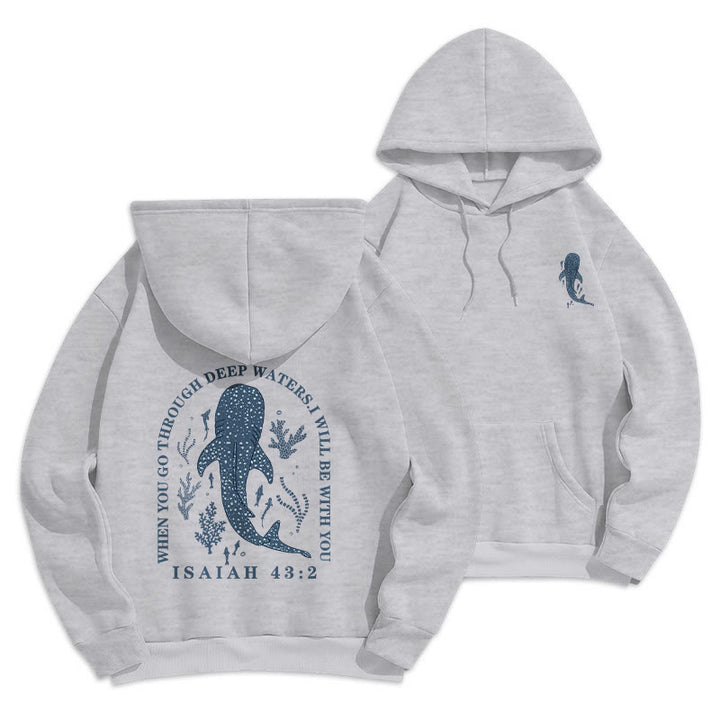 Christianartworkshop Modern Colored Style Faith Beneath the Waves Fleece Lined Polyester Hoodie - Grey - 2XL - image 9