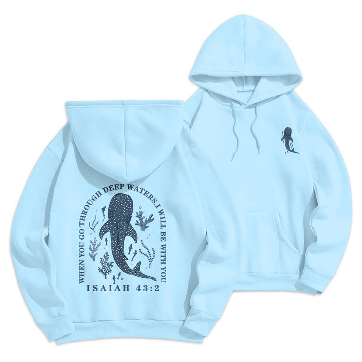 Christianartworkshop Modern Colored Style Faith Beneath the Waves Fleece Lined Polyester Hoodie - Blue - 2XL - image 6