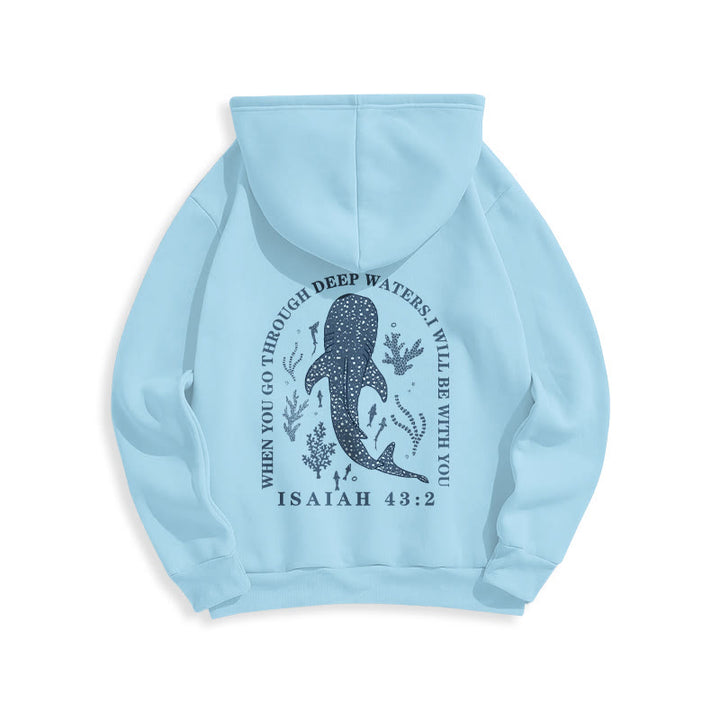 Christianartworkshop Modern Colored Style Faith Beneath the Waves Fleece Lined Polyester Hoodie - image 7