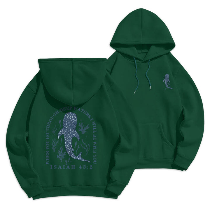 Christianartworkshop Modern Colored Style Faith Beneath the Waves Fleece Lined Polyester Hoodie - Green - 2XL - image 15