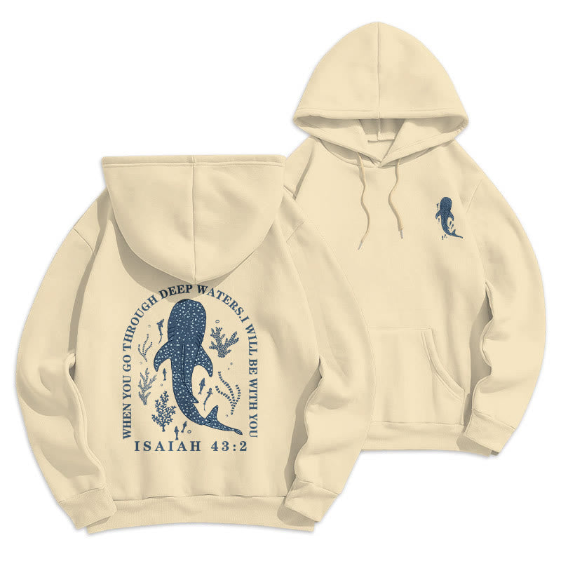 Christianartworkshop Modern Colored Style Faith Beneath the Waves Fleece Lined Polyester Hoodie - Beige - 2XL - image 3