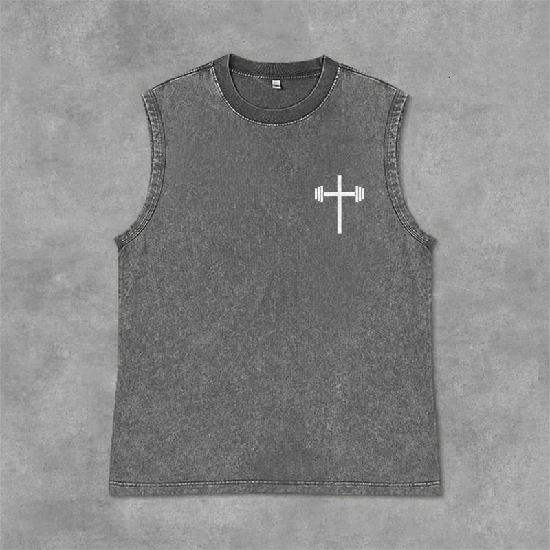 Christianartworkshop Jesus Is King Angel Wings Washed Tank Top - image 14