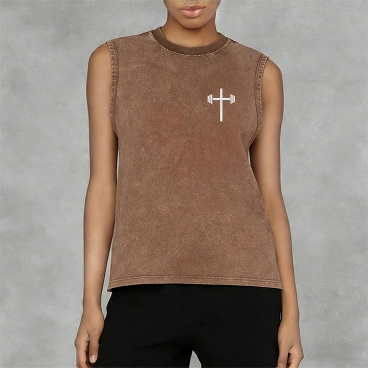 Christianartworkshop Jesus Is King Angel Wings Washed Tank Top - image 33