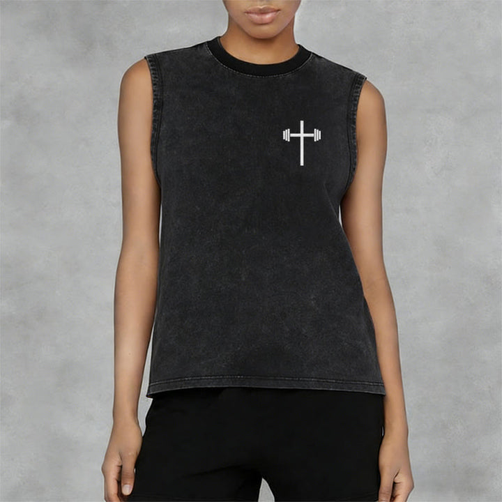 Christianartworkshop Jesus Is King Angel Wings Washed Tank Top - image 5