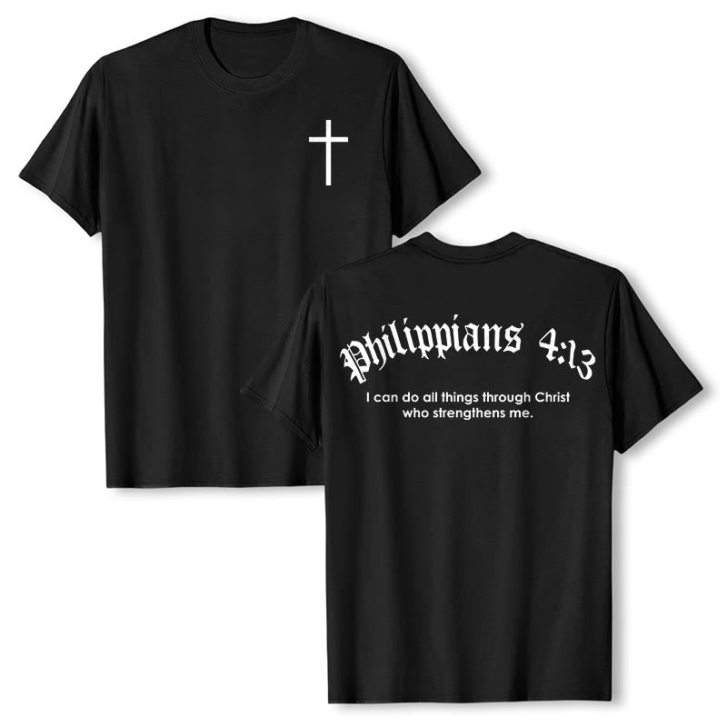 Christianartworkshop Philippians 4:13 "I Can Do All Things" Strength T-Shirt - Black - 2XL - image 0