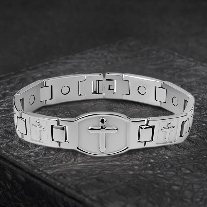 Christianartworkshop Link Chain Cross Engraved Bracelet: A Symbol of Divine Strength & Faith - Silver - image 11