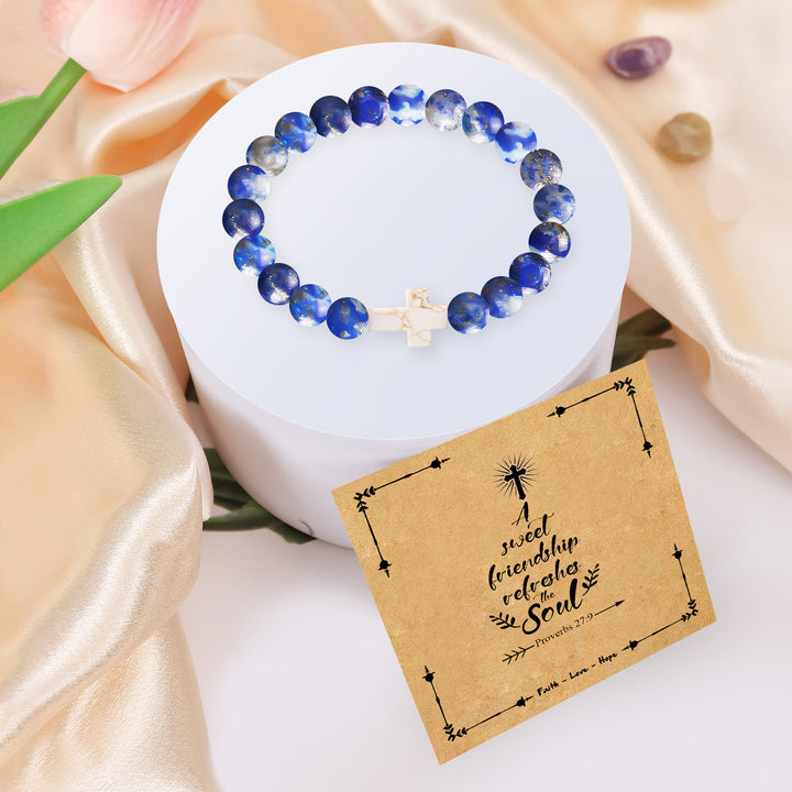 Christianartworkshop Natural Stone Cross Bracelet with Proverbs 27:9 Card: A Symbol of Divine Friendship & Grace - image 8