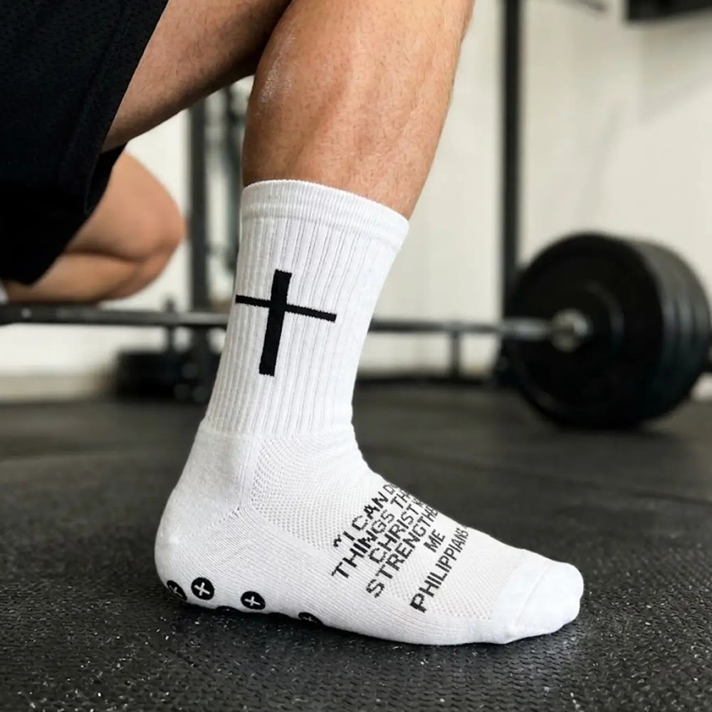 Scripture Socks Scripture Soccer Socks - Philippians 4:13 & Proverbs 3:5 Anti-Slip ...