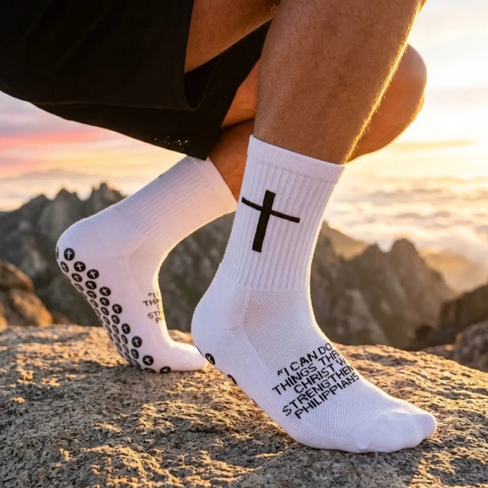 Scripture Socks Scripture Soccer Socks - Philippians 4:13 & Proverbs 3:5 Anti-Slip ...