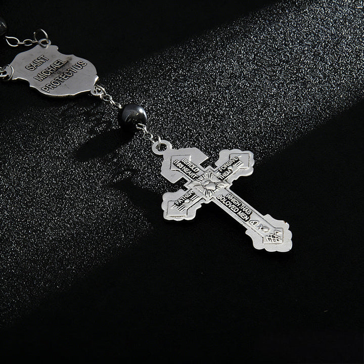 Christianartworkshop Hematite Bead Car Pendant with St. Michael Medal & Crucifix: A Gift of Heavenly Protection & Strength - image 11