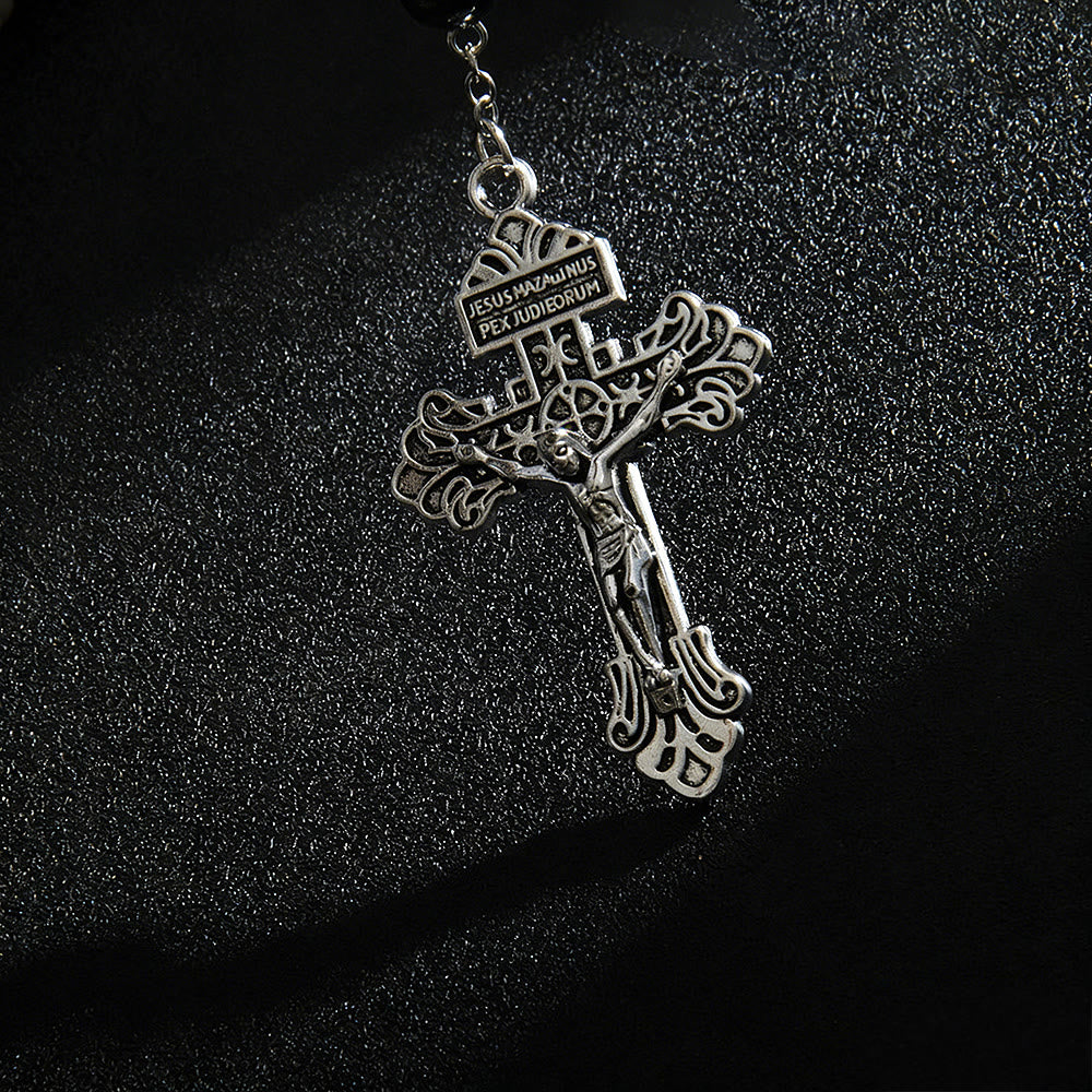 Christianartworkshop Hematite Bead Car Pendant with St. Michael Medal & Crucifix: A Gift of Heavenly Protection & Strength - image 7