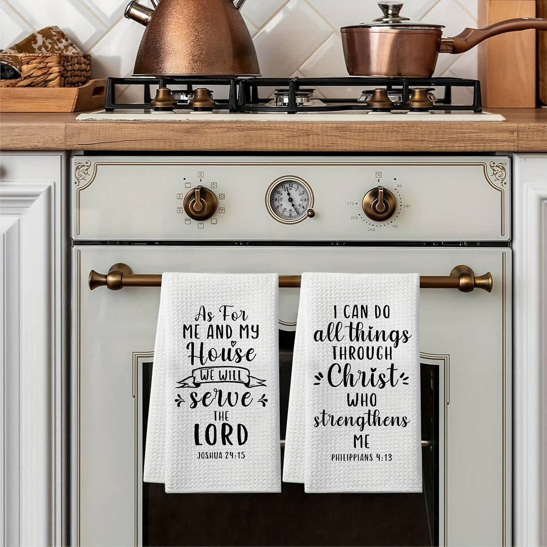 Christianartworkshop Scripture-Printed Kitchen Towel with Philippians 4:13 & Joshua 24:15  - image 0