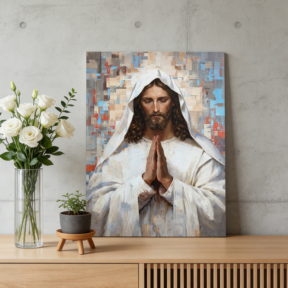 Christianartworkshop Divine Prayer Jesus Canvas Wall Art: Serene Christ in Prayer Portrait - image 3