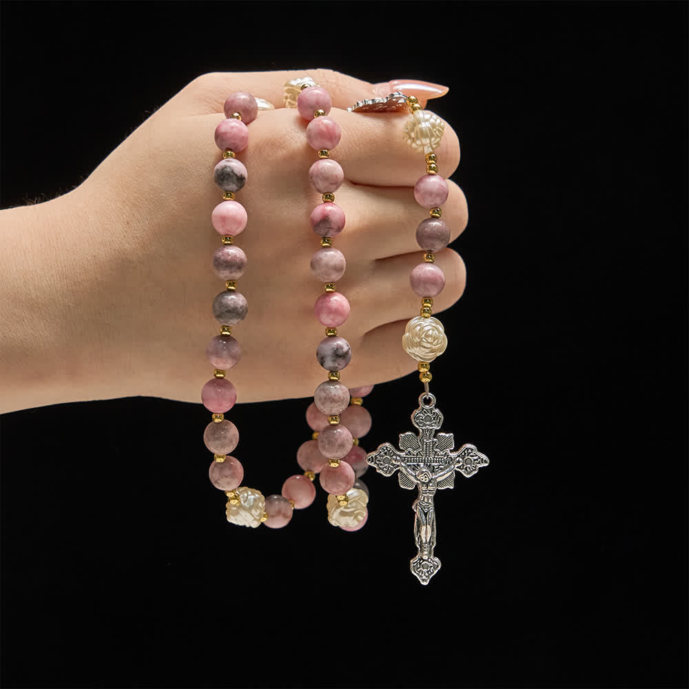 Christianartworkshop Pink Zebra Jasper 2026 New Year Rosary: Personalized Name Faith - image 1