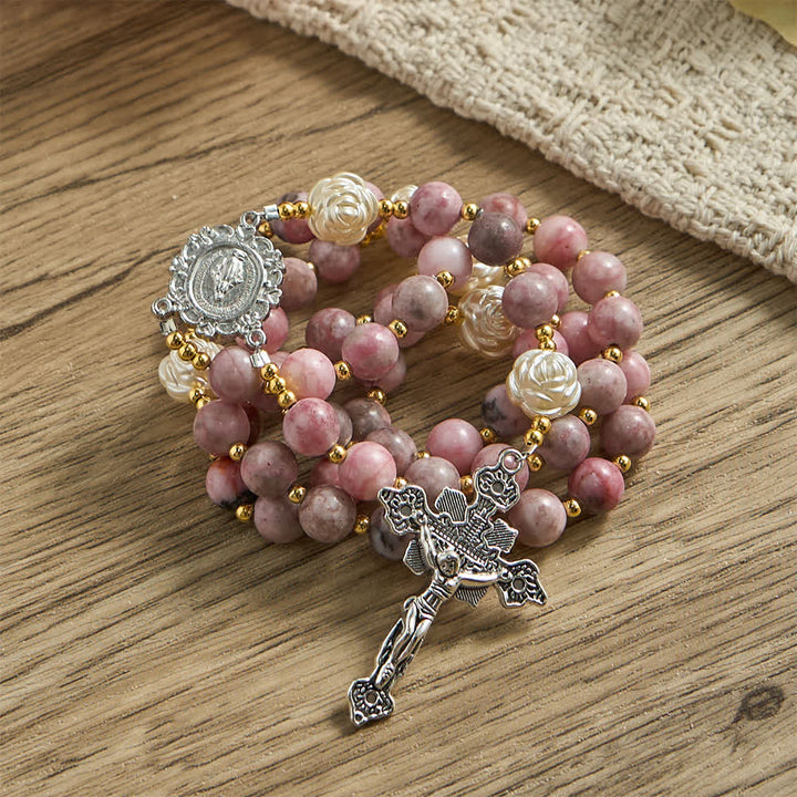 Christianartworkshop Pink Zebra Jasper 2026 New Year Rosary: Personalized Name Faith - image 2