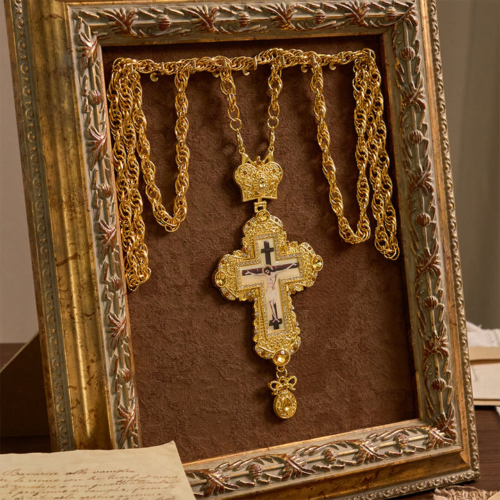Christianartworkshop Ornate Large Pectoral Crucifix Necklace with Crown Accent: A Symbol of Sacred Majesty & Redemption - image 4