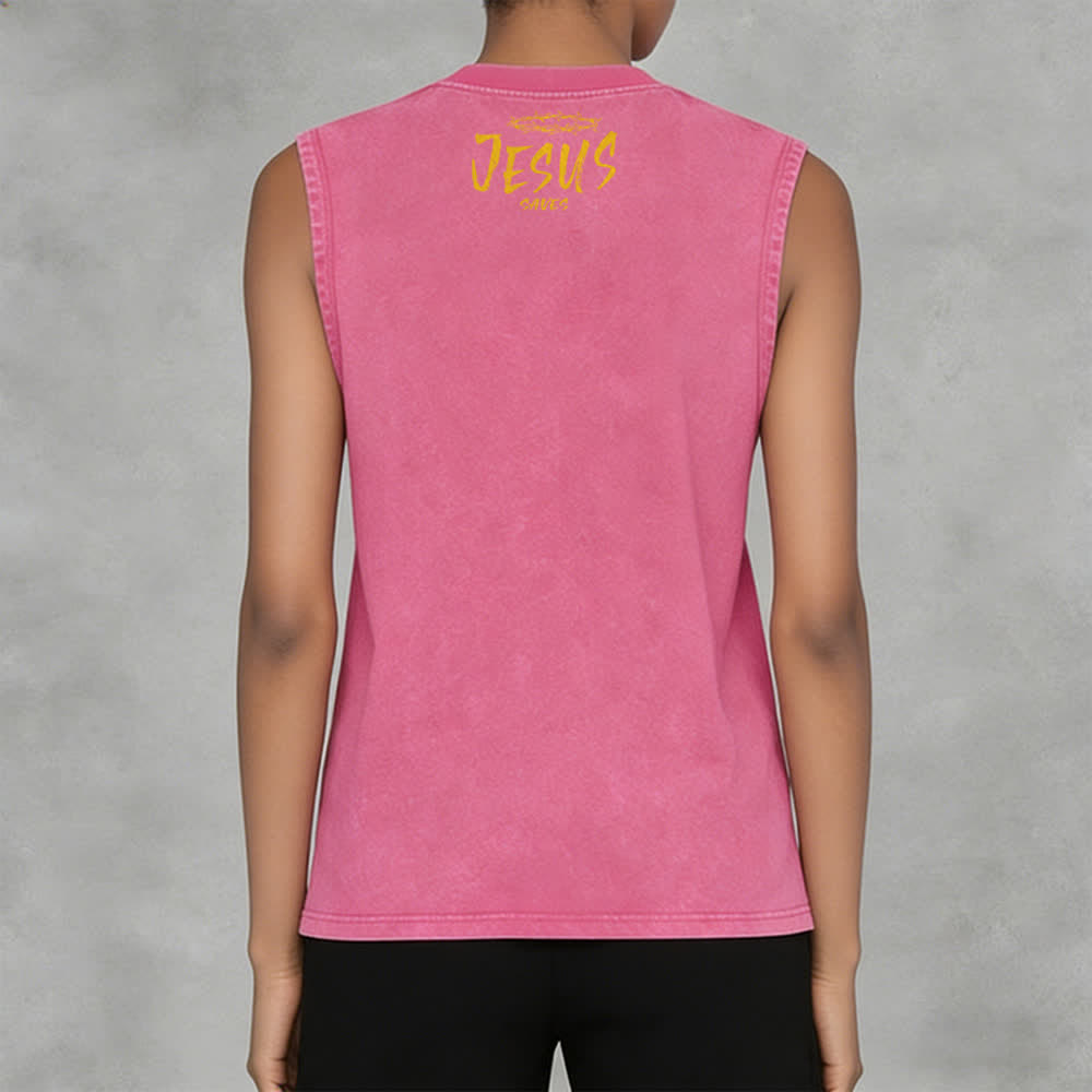 Christianartworkshop Smiley Face Jesus Saves Unisex Washed Tank Top - image 32