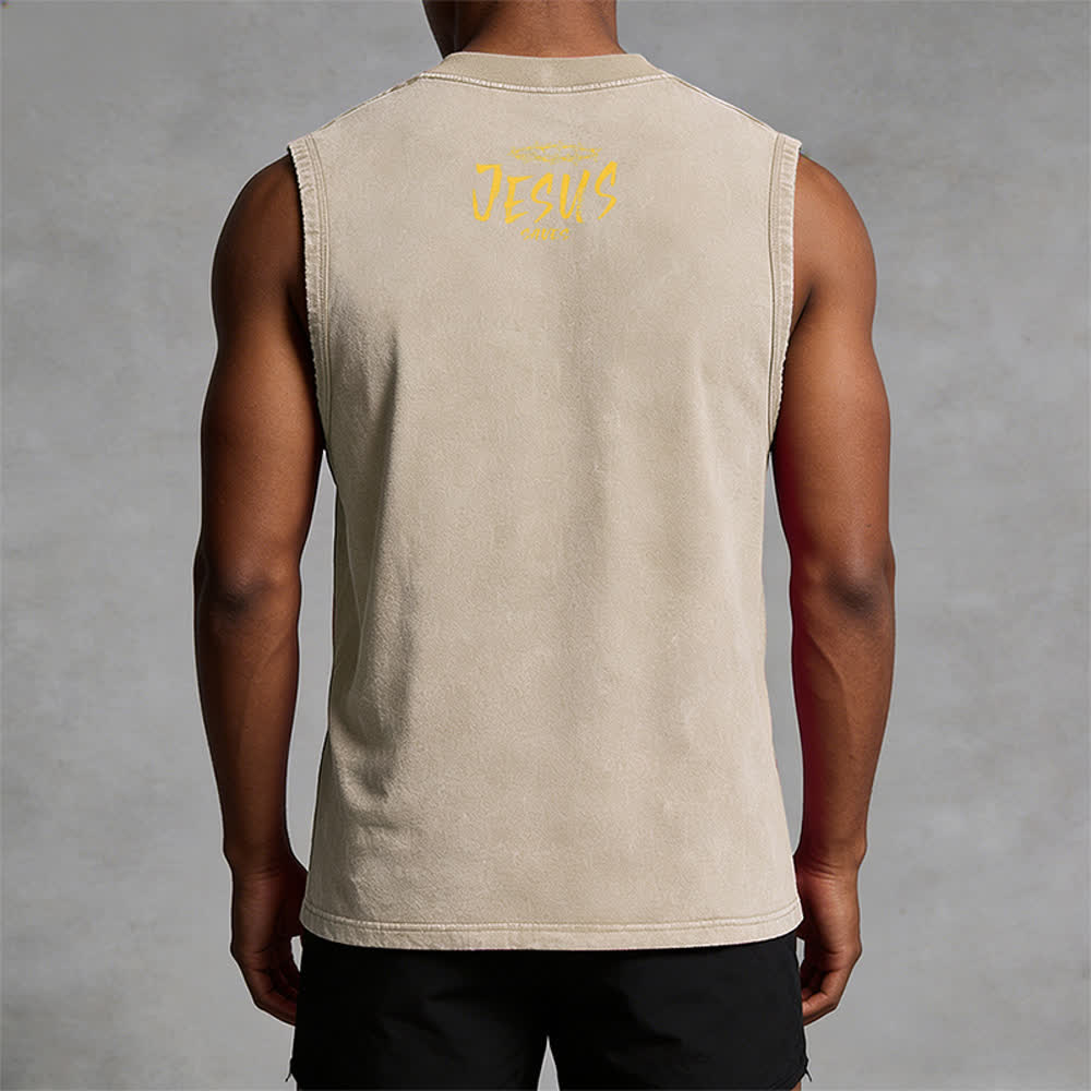 Christianartworkshop Smiley Face Jesus Saves Unisex Washed Tank Top - image 23