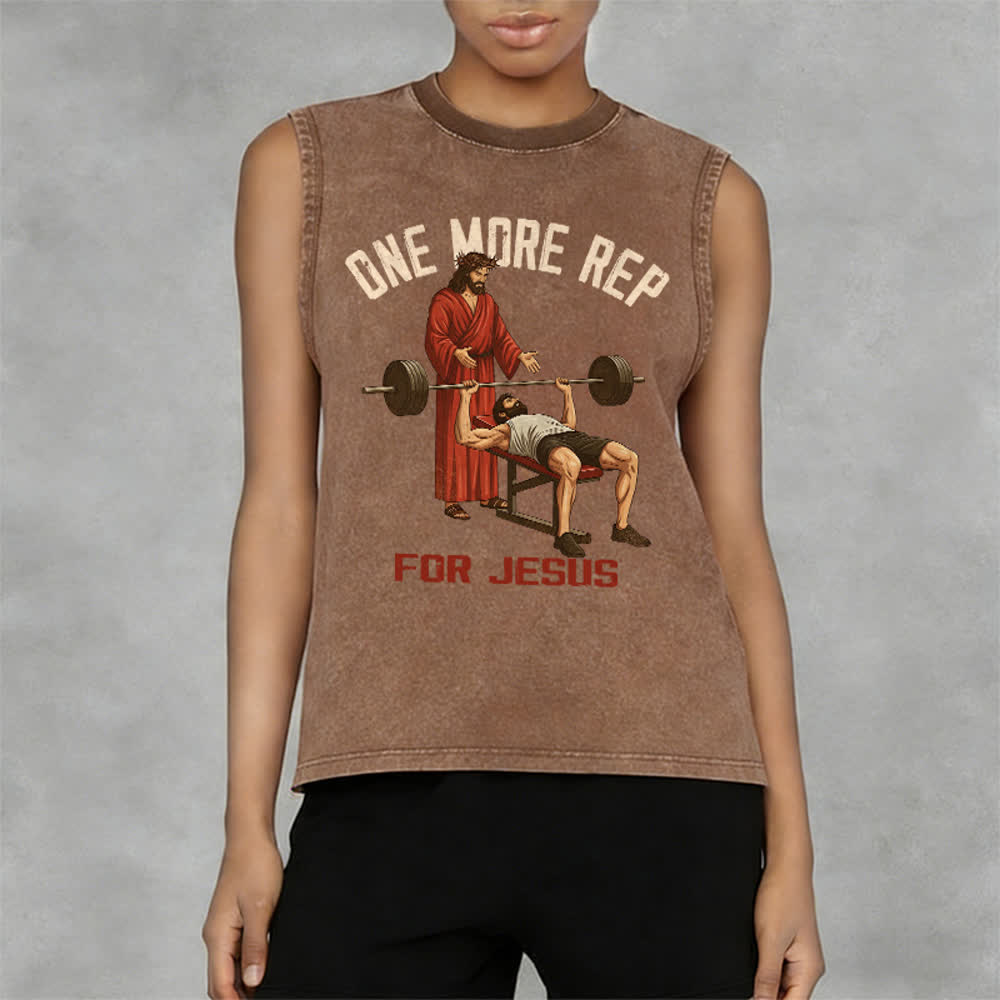 Christianartworkshop One More Rep For Jesus Unisex Washed Tank Top - image 14