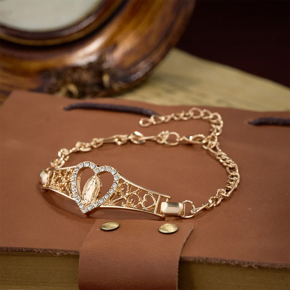 Christianartworkshop Gold Filigree Our Lady Bracelet with Zircon Halo: A Symbol of Marian Devotion & Divine Grace - image 5