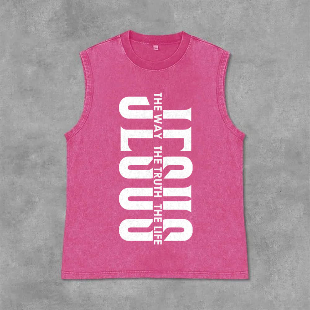 Christianartworkshop The Way The Truth The Life Unisex Washed Tank Top - Pink - 2XL - image 9