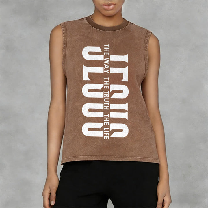 Christianartworkshop The Way The Truth The Life Unisex Washed Tank Top - image 14