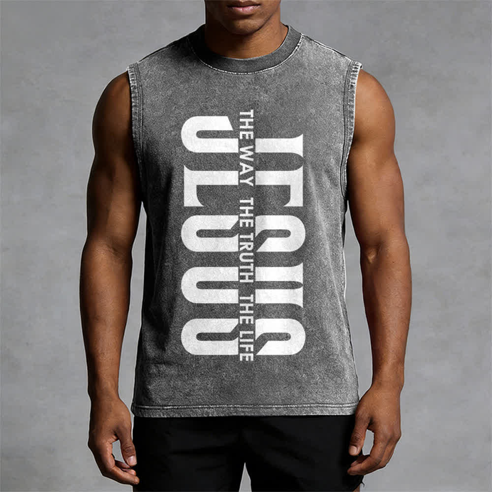 Christianartworkshop The Way The Truth The Life Unisex Washed Tank Top - image 1