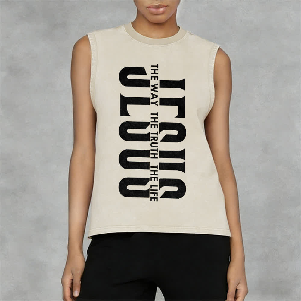 Christianartworkshop The Way The Truth The Life Unisex Washed Tank Top - image 8