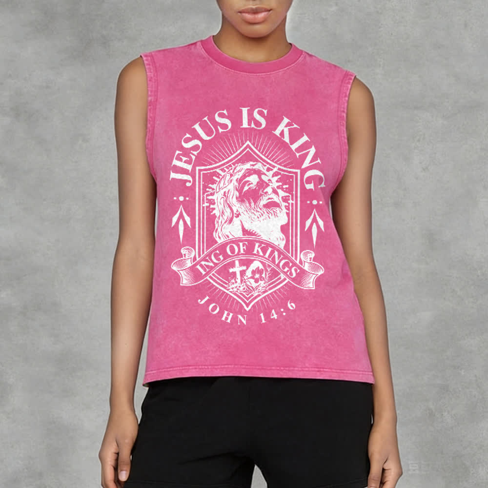 Christianartworkshop Jesus Is King King Of Kings Unisex Washed Tank Top - image 11