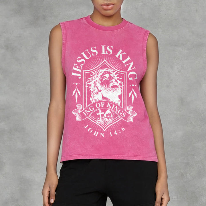 Christianartworkshop Jesus Is King King Of Kings Unisex Washed Tank Top - image 11