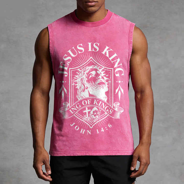 Christianartworkshop Jesus Is King King Of Kings Unisex Washed Tank Top - image 10