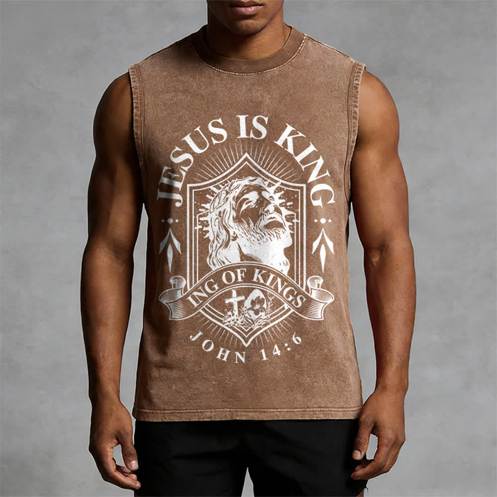 Christianartworkshop Jesus Is King King Of Kings Unisex Washed Tank Top - image 13