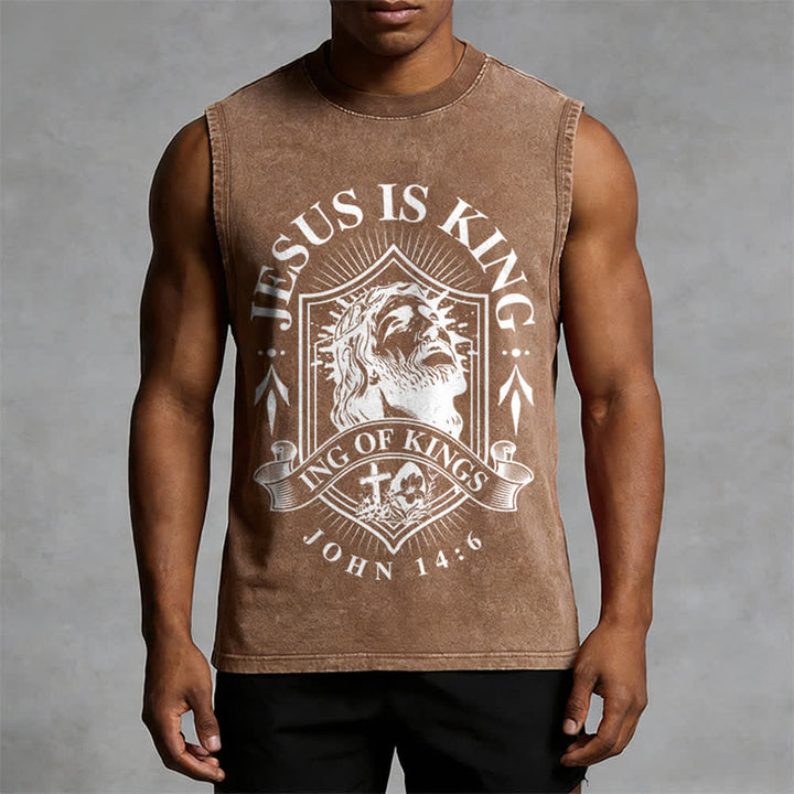 Christianartworkshop Jesus Is King King Of Kings Unisex Washed Tank Top - image 13