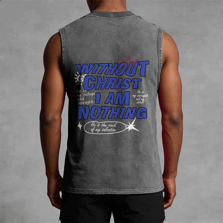 Christianartworkshop Without Christ I Am Nothing Unisex Washed Tank Top - image 15
