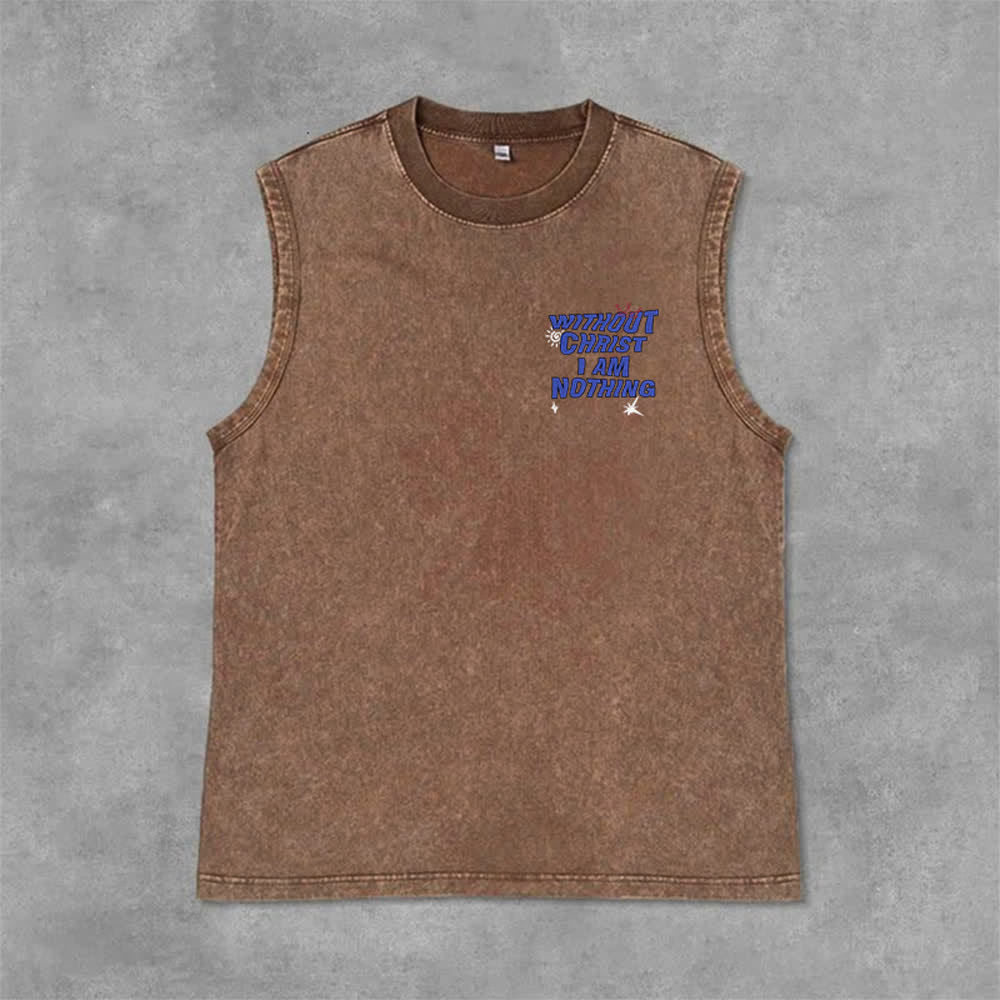 Christianartworkshop Without Christ I Am Nothing Unisex Washed Tank Top - image 34