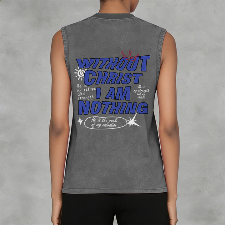 Christianartworkshop Without Christ I Am Nothing Unisex Washed Tank Top - image 17