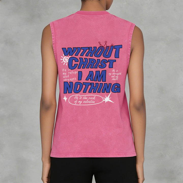 Christianartworkshop Without Christ I Am Nothing Unisex Washed Tank Top - image 26