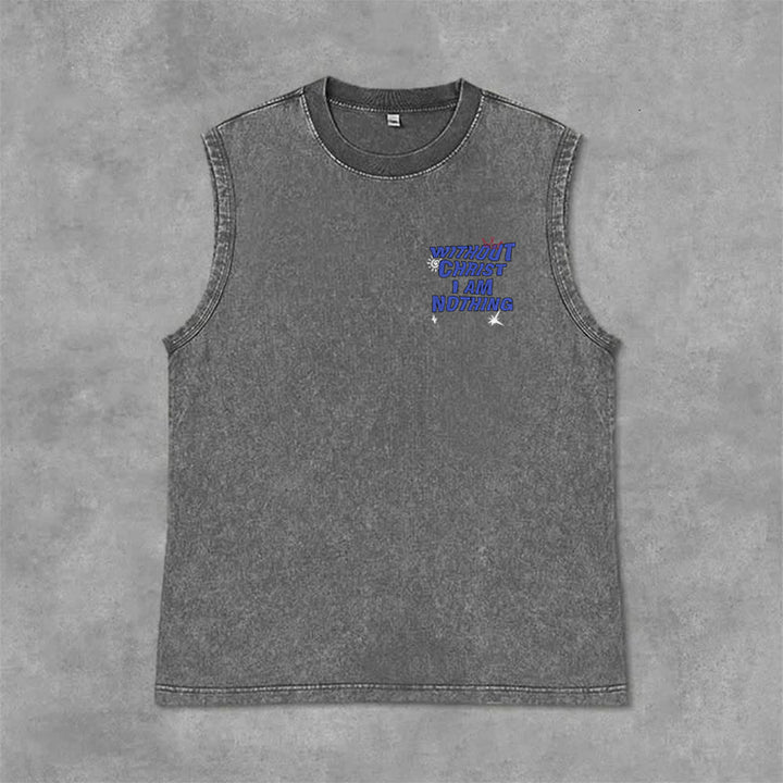 Christianartworkshop Without Christ I Am Nothing Unisex Washed Tank Top - image 20