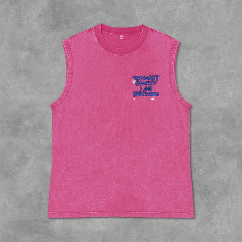 Christianartworkshop Without Christ I Am Nothing Unisex Washed Tank Top - image 23